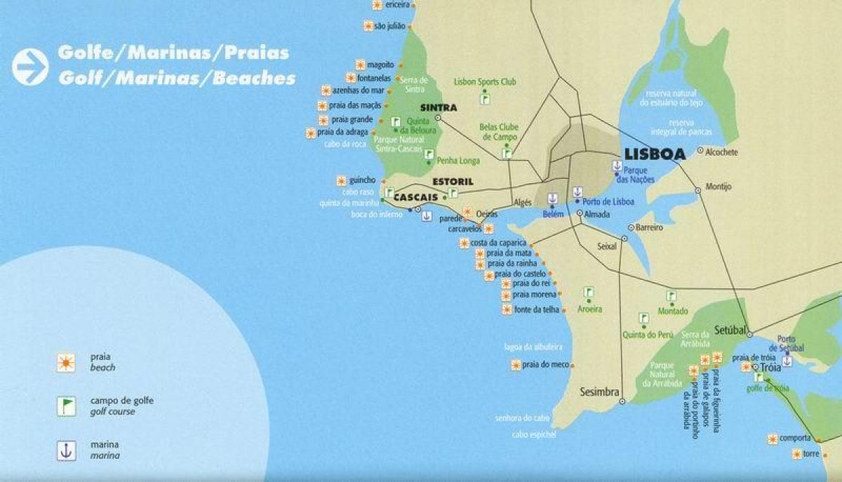 خريطة لشبونة الشواطئ