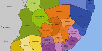 خريطة لشبونة تظهر المناطق